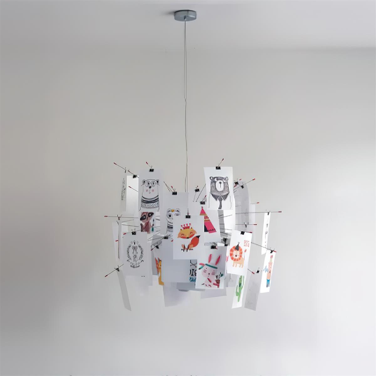 Candelabru cu hârtie și metal, ilustrații colorate sau albe, stil modern whimsical