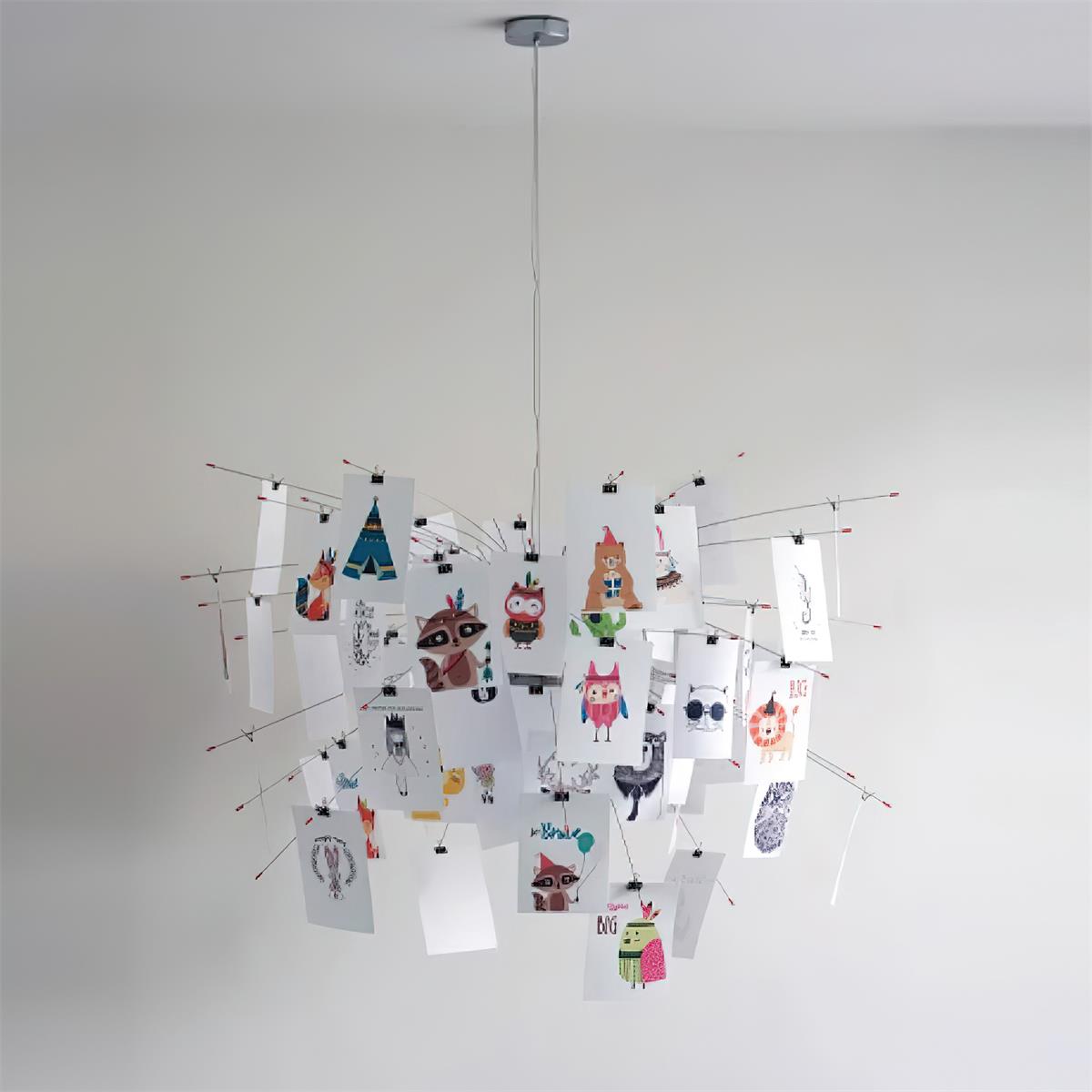 Candelabru cu hârtie și metal, ilustrații colorate sau albe, stil modern whimsical