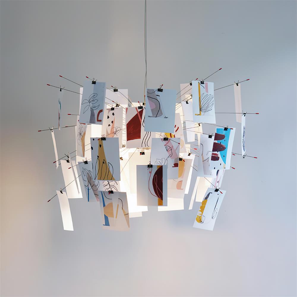 Candelabru cu hârtie și metal, ilustrații colorate sau albe, stil modern whimsical