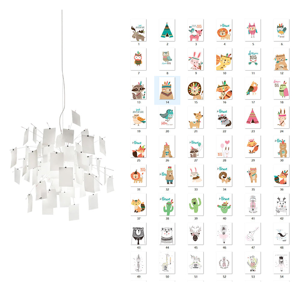 Candelabru cu hârtie și metal, ilustrații colorate sau albe, stil modern whimsical