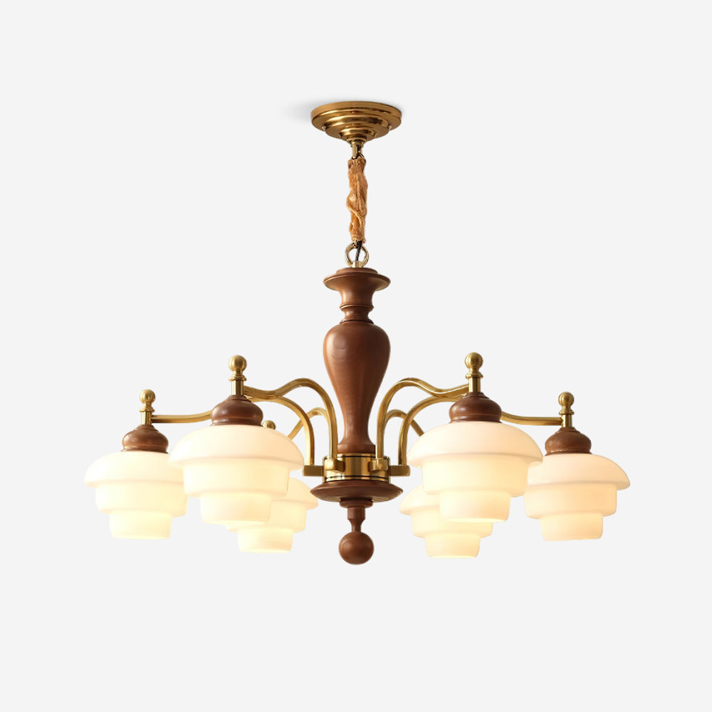 Elviora candelabru din lemn și sticlă, în stil modernist de la mijlocul secolului
