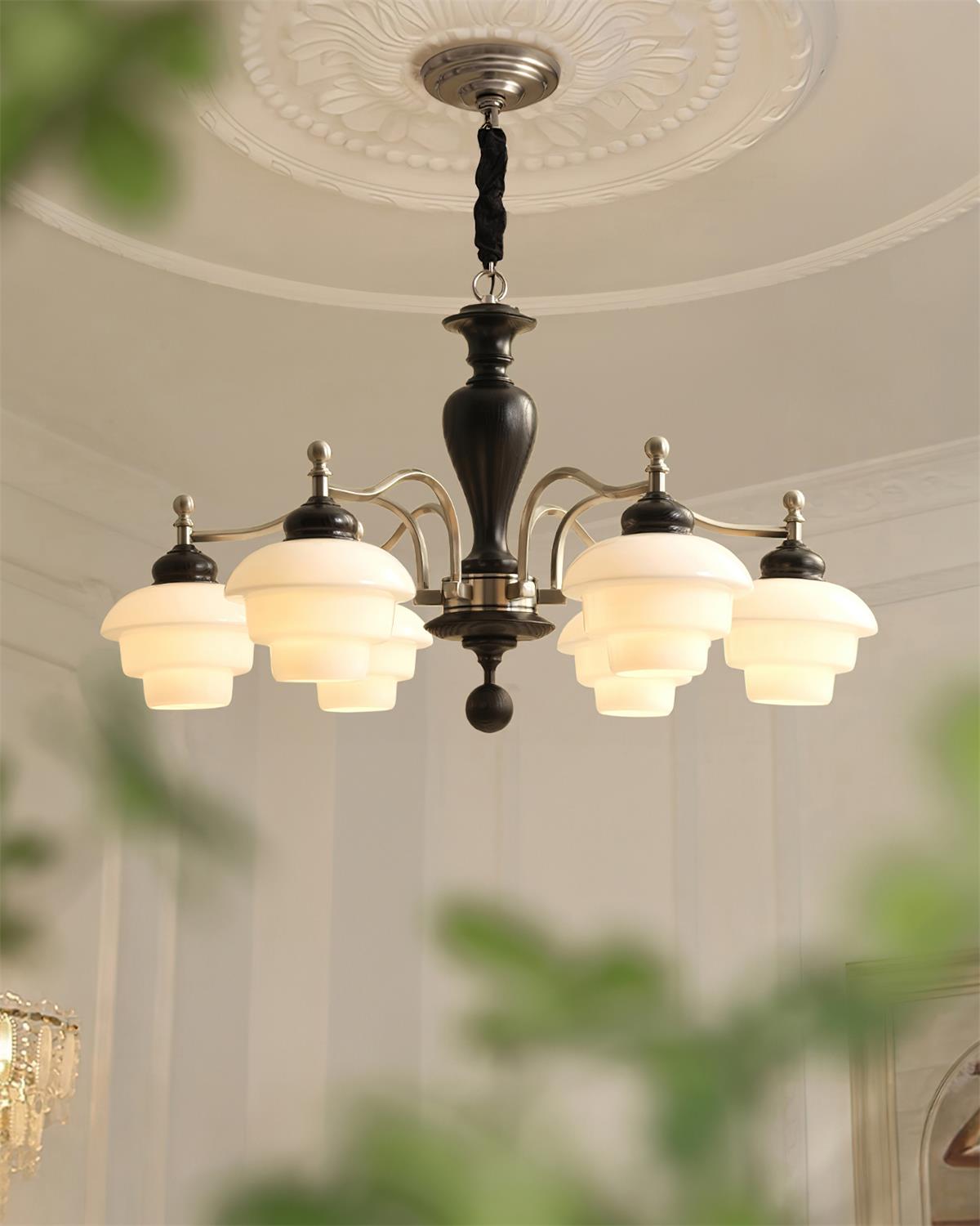 Elviora candelabru din lemn și sticlă, în stil modernist de la mijlocul secolului