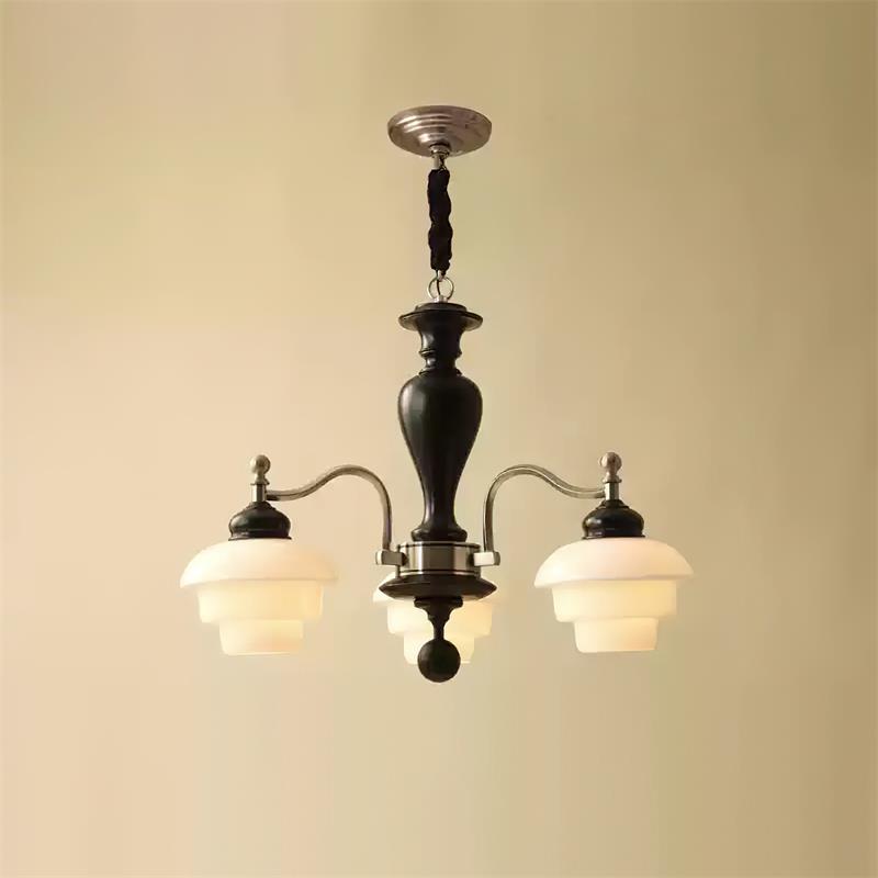 Elviora candelabru din lemn și sticlă, în stil modernist de la mijlocul secolului