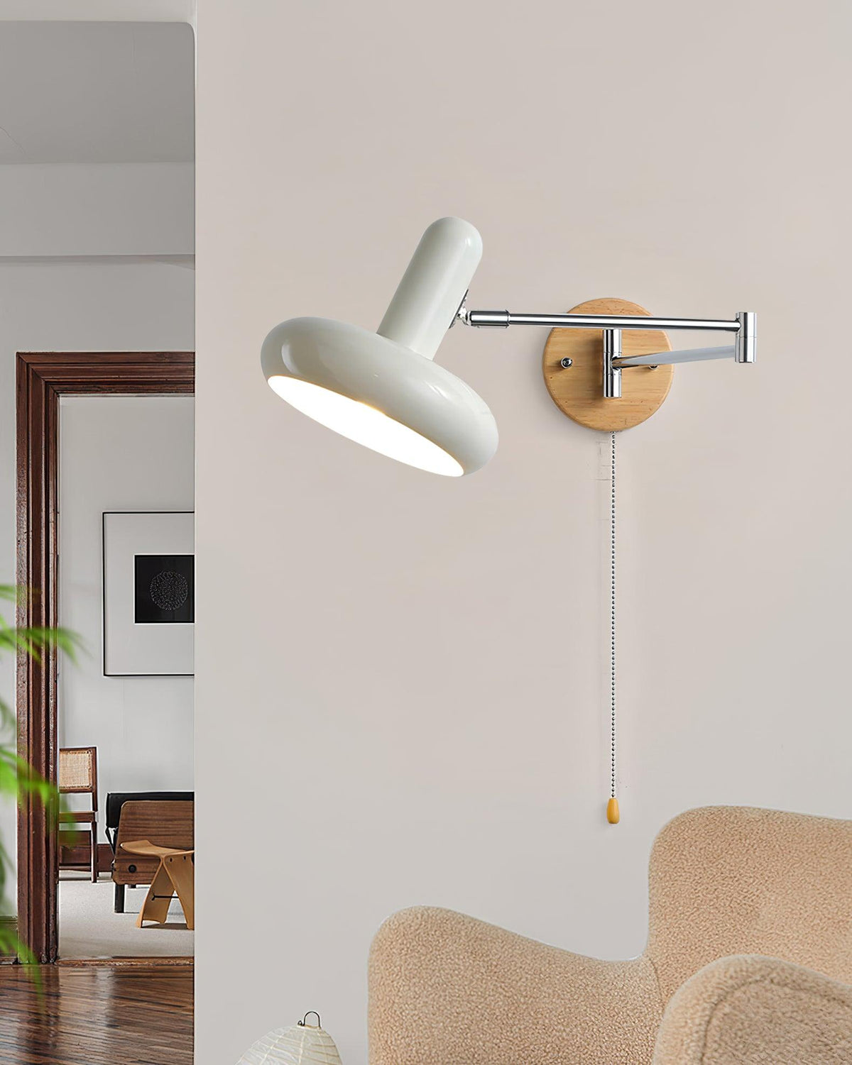 Aplică de perete braț rotativ abajur rotund lanță de tragere modern retro