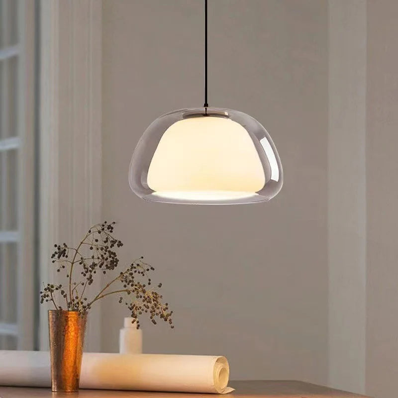 Valentina lampă suspendată din sticlă și metal, modernă, LED, pentru living