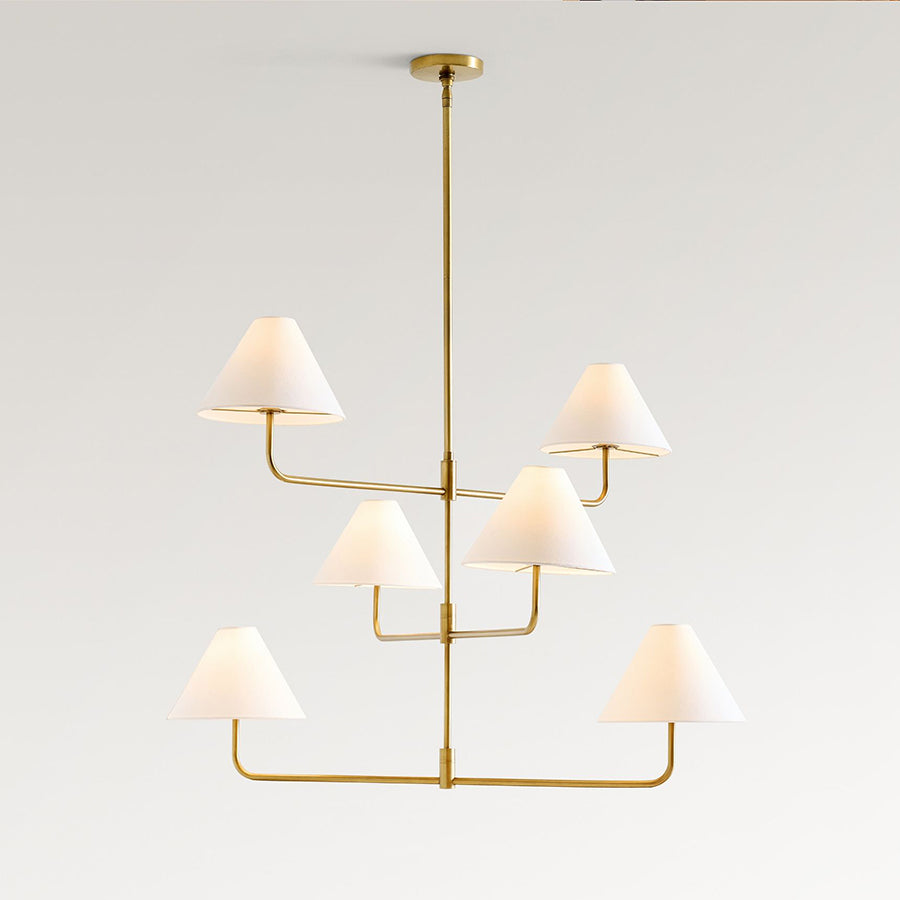 Zoruvyh candelabru cu trei niveluri în stil vintage industrial, corp metalic și țesătură