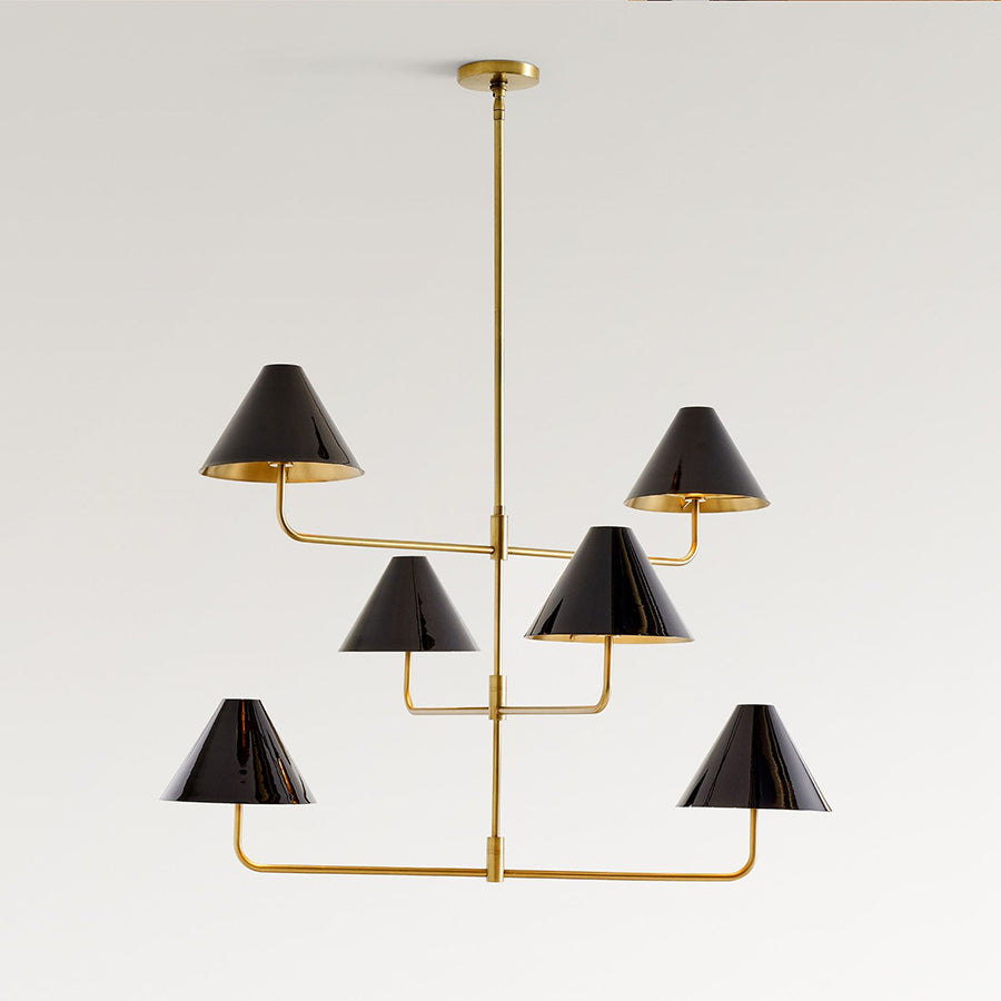 Zoruvyh candelabru cu trei niveluri în stil vintage industrial, corp metalic și țesătură