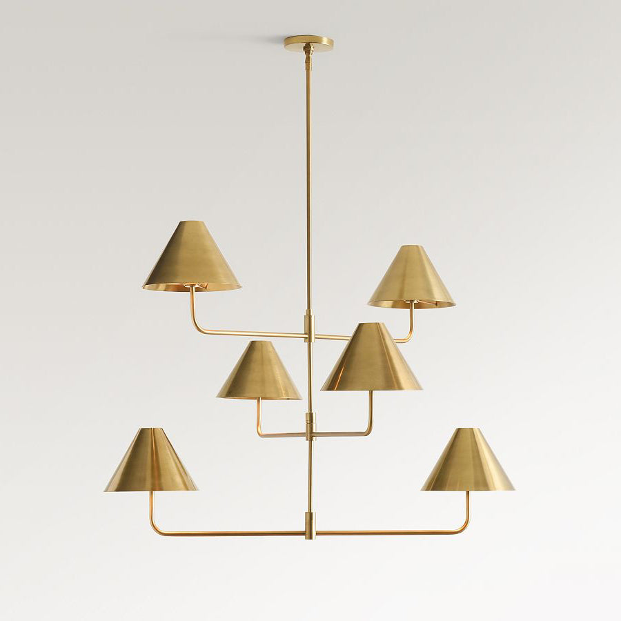 Zoruvyh candelabru cu trei niveluri în stil vintage industrial, corp metalic și țesătură
