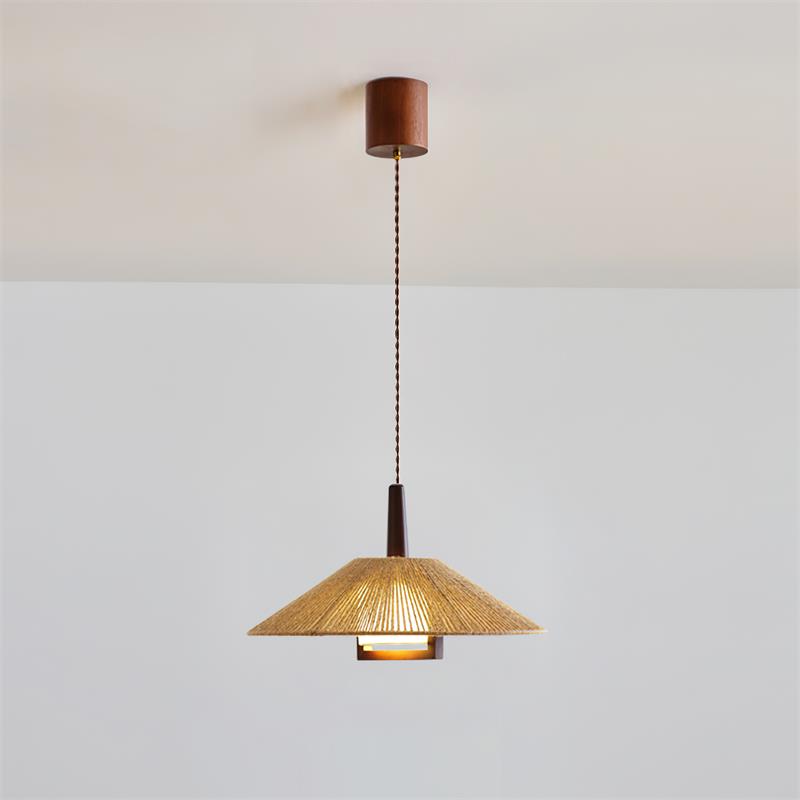 Fidoya lampă suspendată din ratan, împletită, conică