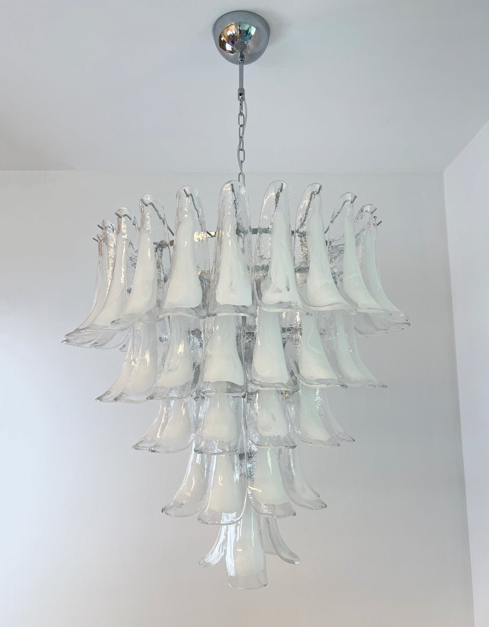 Eiroian candelabru transparent din sticlă Murano, vintage, cu petale