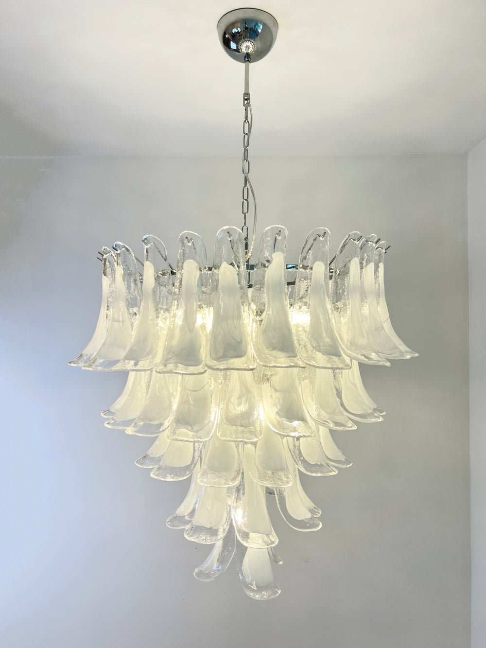 Eiroian candelabru transparent din sticlă Murano, vintage, cu petale