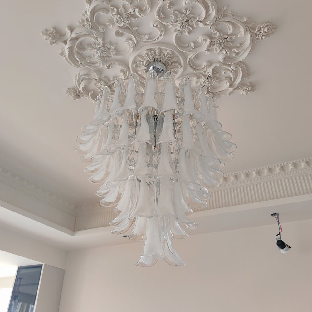 Eiroian candelabru transparent din sticlă Murano, vintage, cu petale