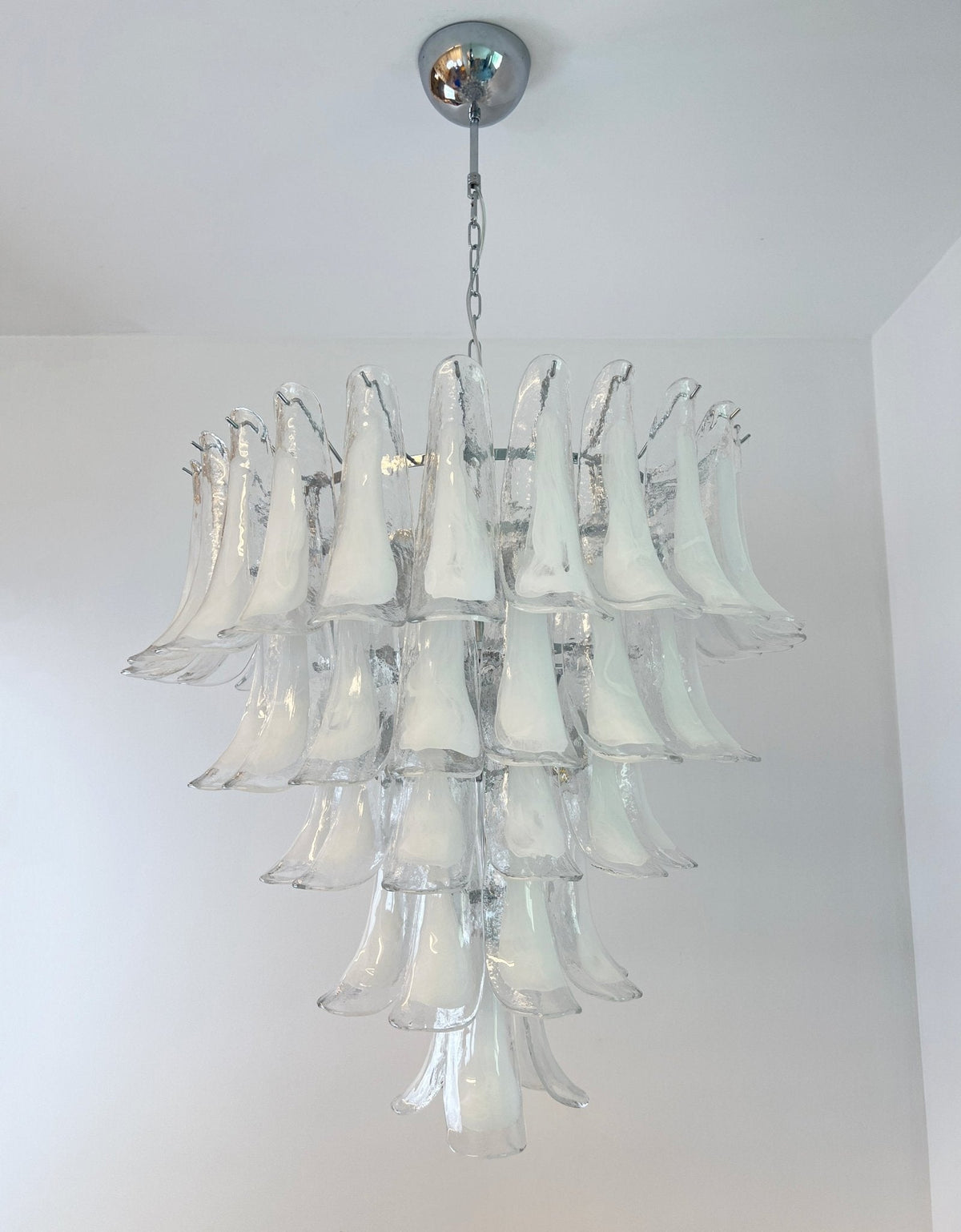 Eiroian candelabru transparent din sticlă Murano, vintage, cu petale