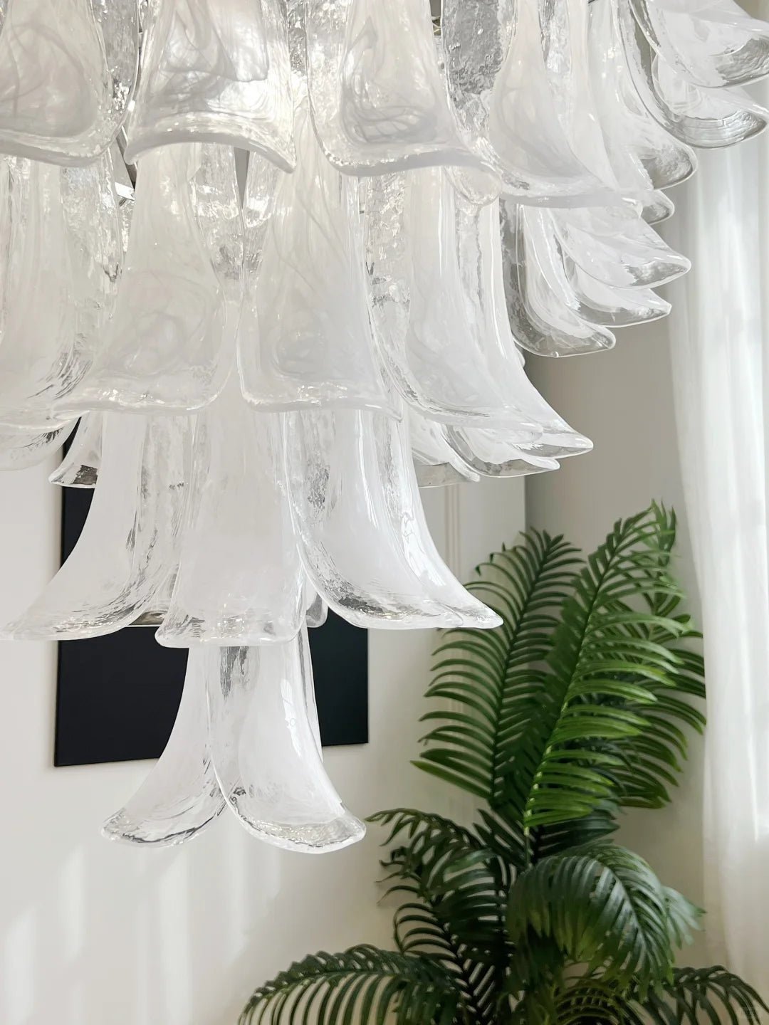 Eiroian candelabru transparent din sticlă Murano, vintage, cu petale