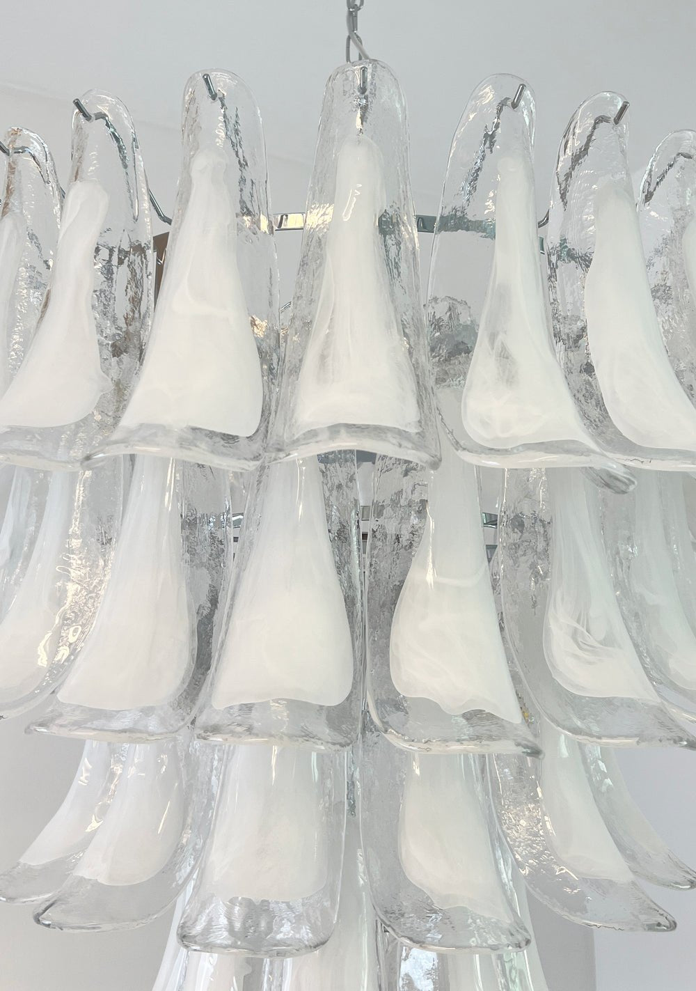 Eiroian candelabru transparent din sticlă Murano, vintage, cu petale