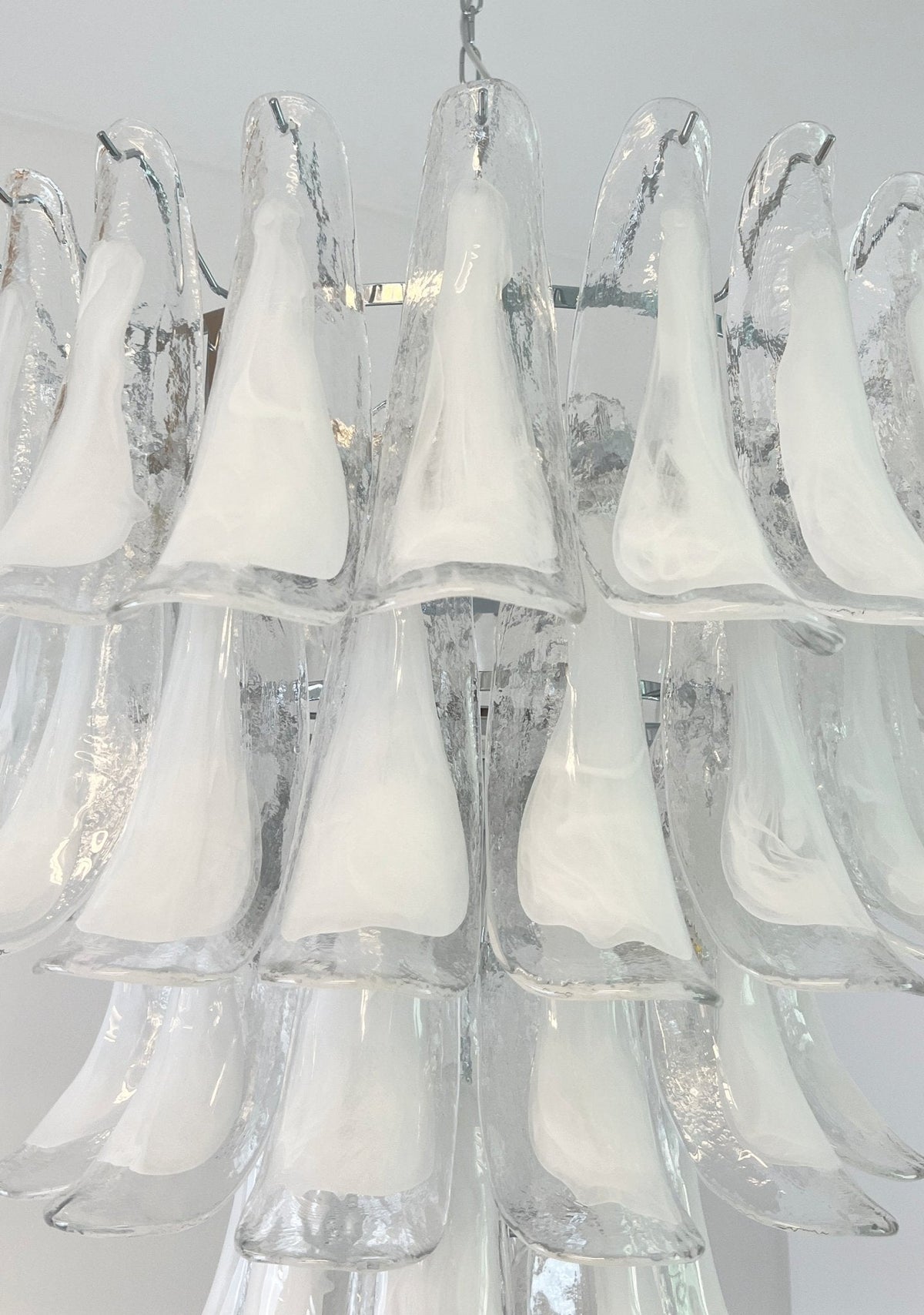 Eiroian candelabru transparent din sticlă Murano, vintage, cu petale