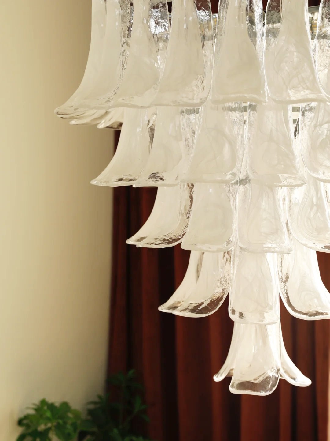 Eiroian candelabru transparent din sticlă Murano, vintage, cu petale