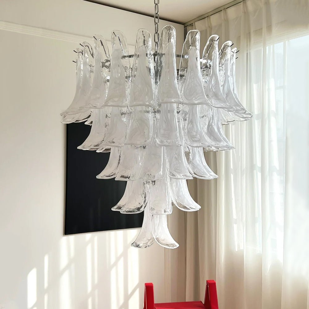 Eiroian candelabru transparent din sticlă Murano, vintage, cu petale