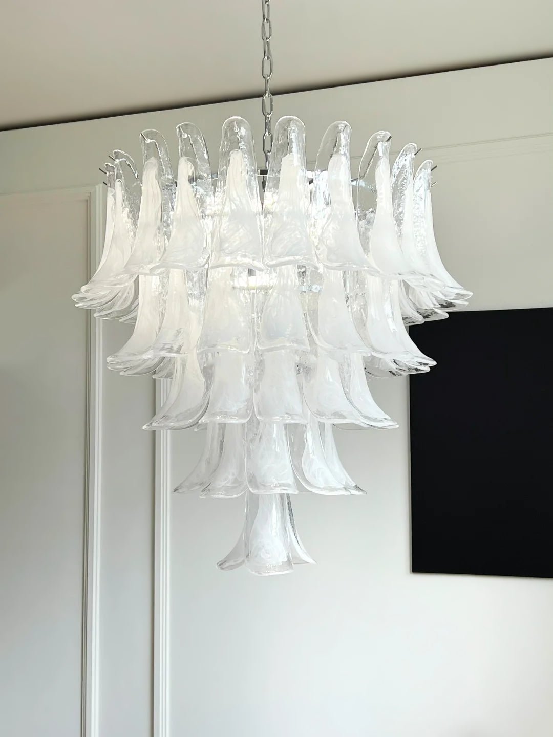 Eiroian candelabru transparent din sticlă Murano, vintage, cu petale