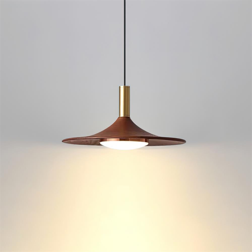 Kaelin lampă suspendată formă pălărie lemn stil midcentury
