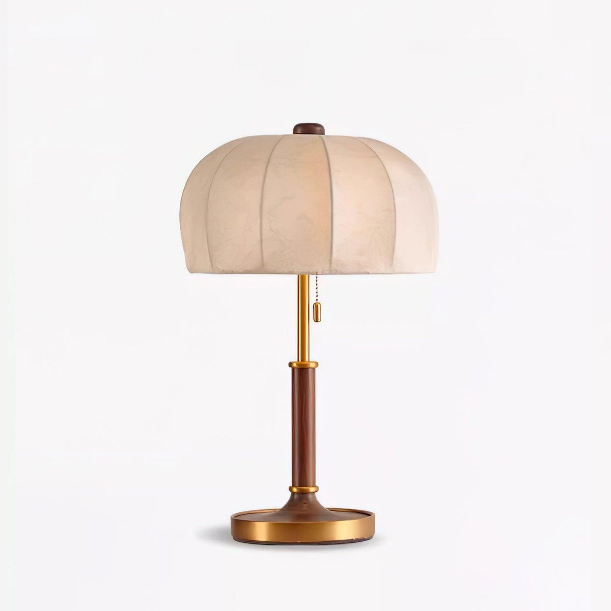 Nalemu lampă de masă retro din lemn cu abajur textil