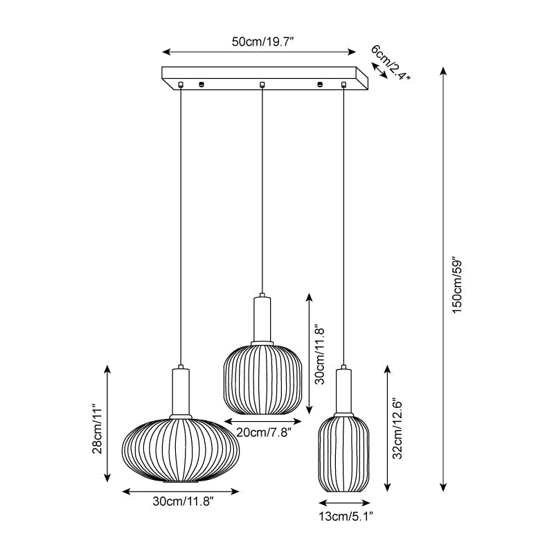 Miralelia lampă suspendată, striată