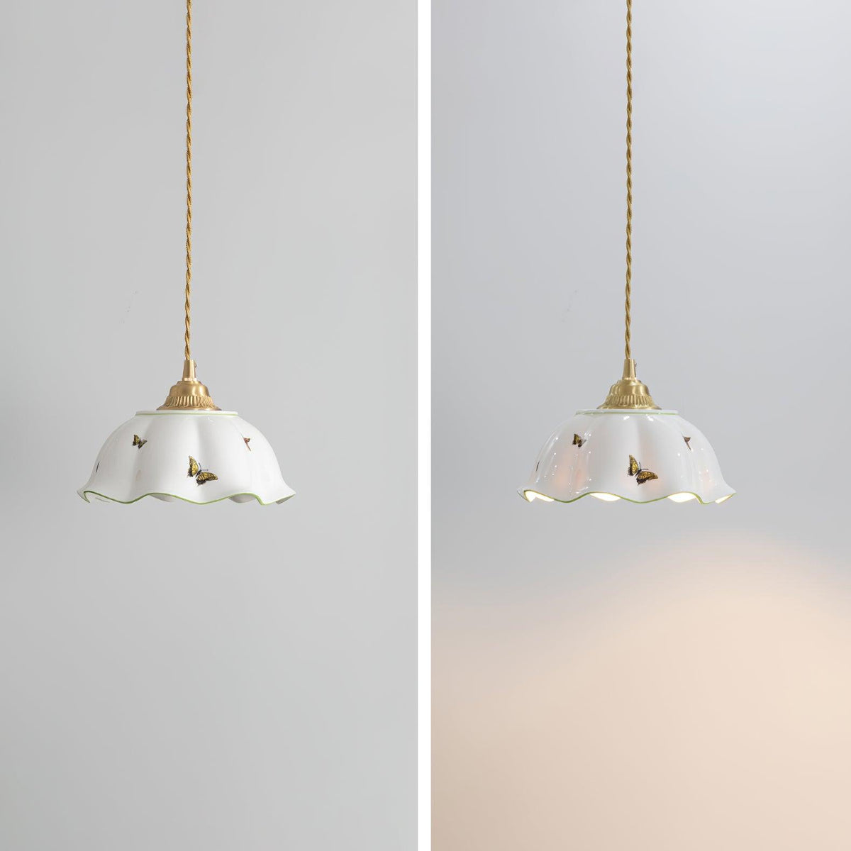 Lumina lampă suspendată Ceramică Petale Fluteri Vintage