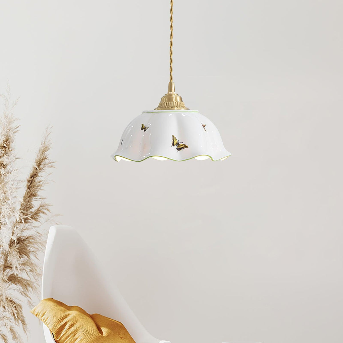 Lumina lampă suspendată Ceramică Petale Fluteri Vintage