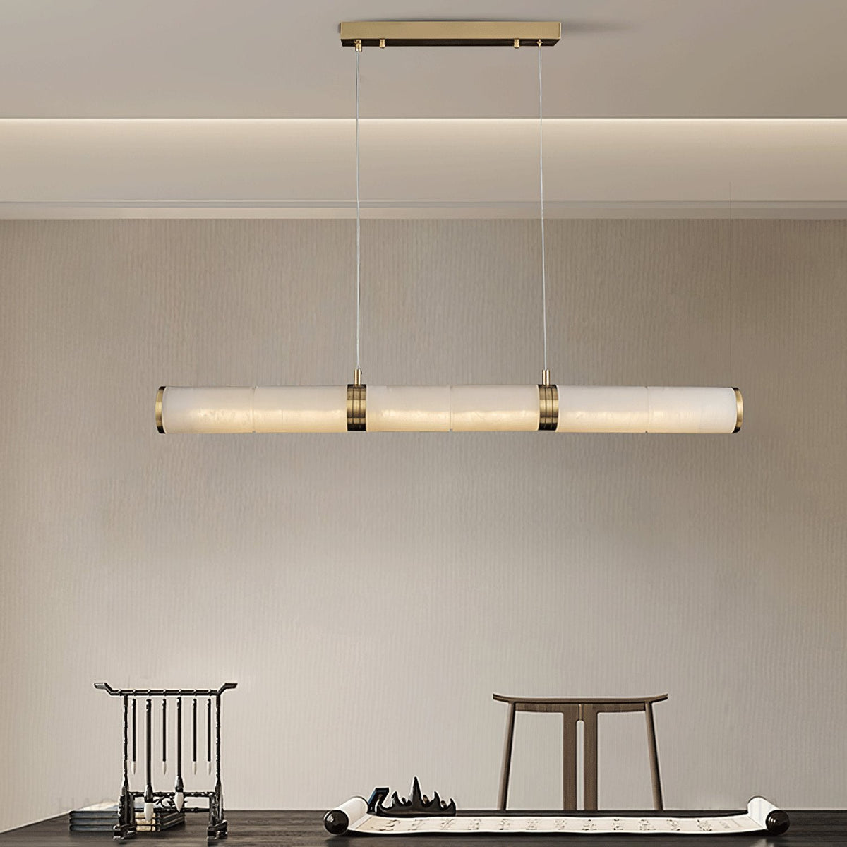 Gevrel lampă suspendată minimalistă, liniară din alabastru