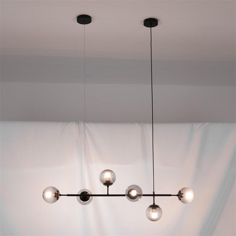Valentina industrial Long Linear metal Hanging Bubble Multi transparent sticlă Bulb dormitor lampă suspendată din alamă/neagră