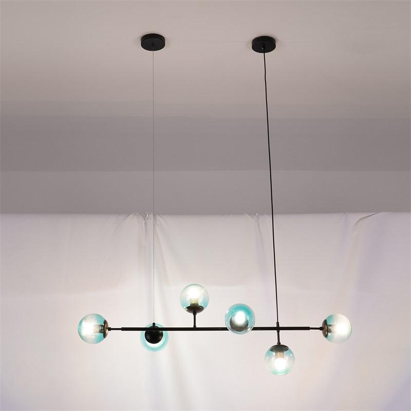Valentina industrial Long Linear metal Hanging Bubble Multi transparent sticlă Bulb dormitor lampă suspendată din alamă/neagră