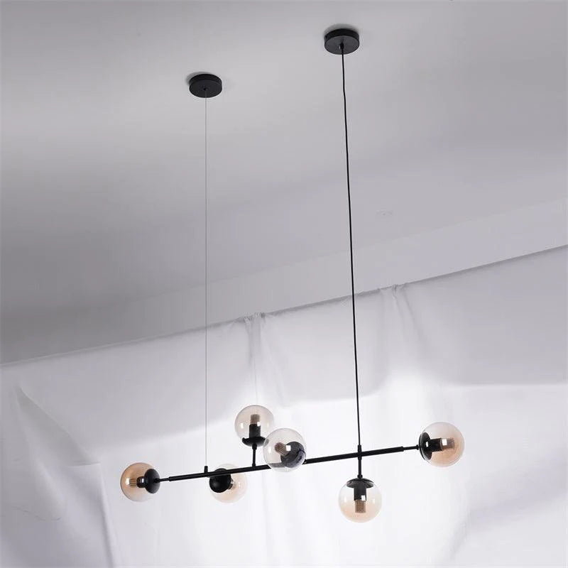 Valentina industrial Long Linear metal Hanging Bubble Multi transparent sticlă Bulb dormitor lampă suspendată din alamă/neagră