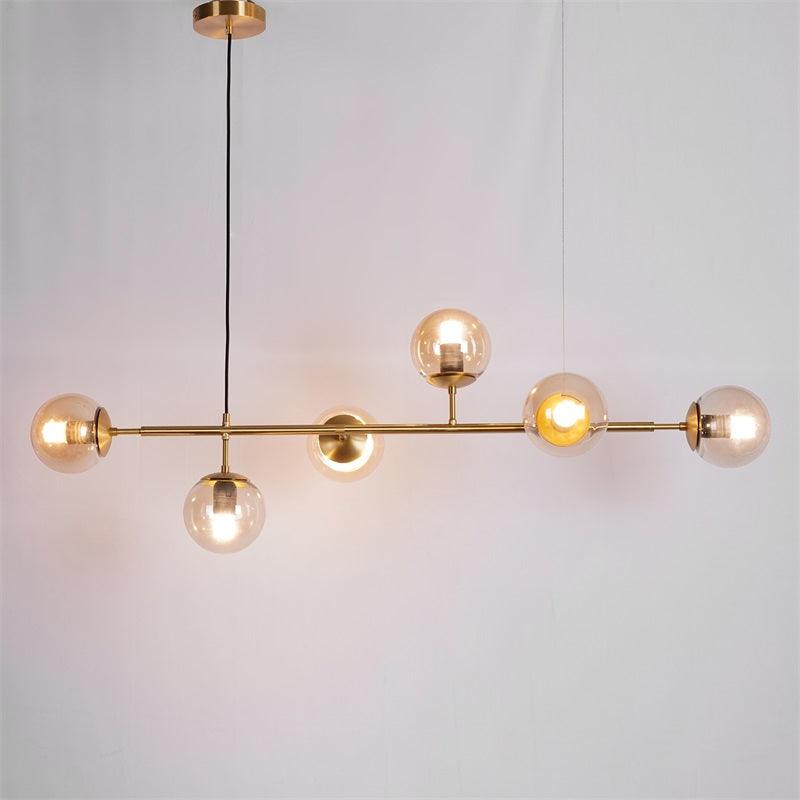 Valentina industrial Long Linear metal Hanging Bubble Multi transparent sticlă Bulb dormitor lampă suspendată din alamă/neagră