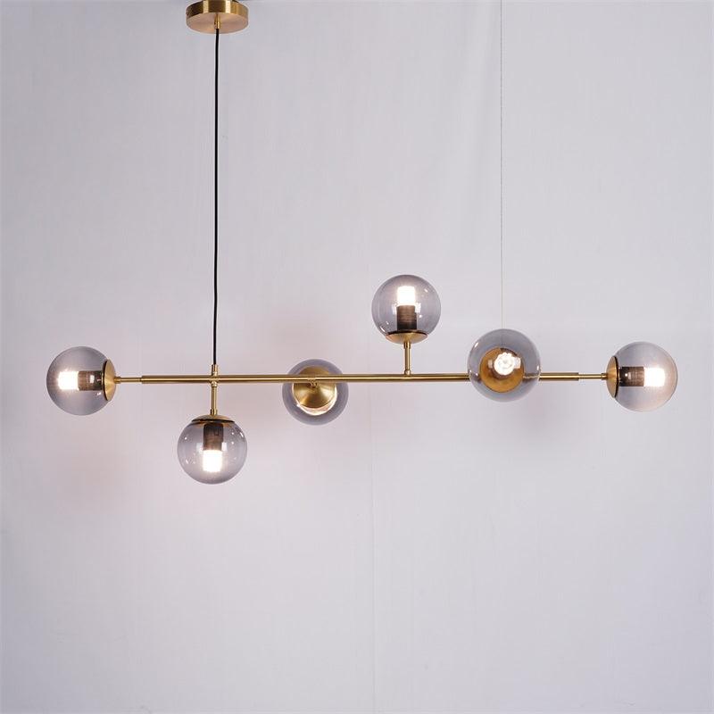 Valentina industrial Long Linear metal Hanging Bubble Multi transparent sticlă Bulb dormitor lampă suspendată din alamă/neagră
