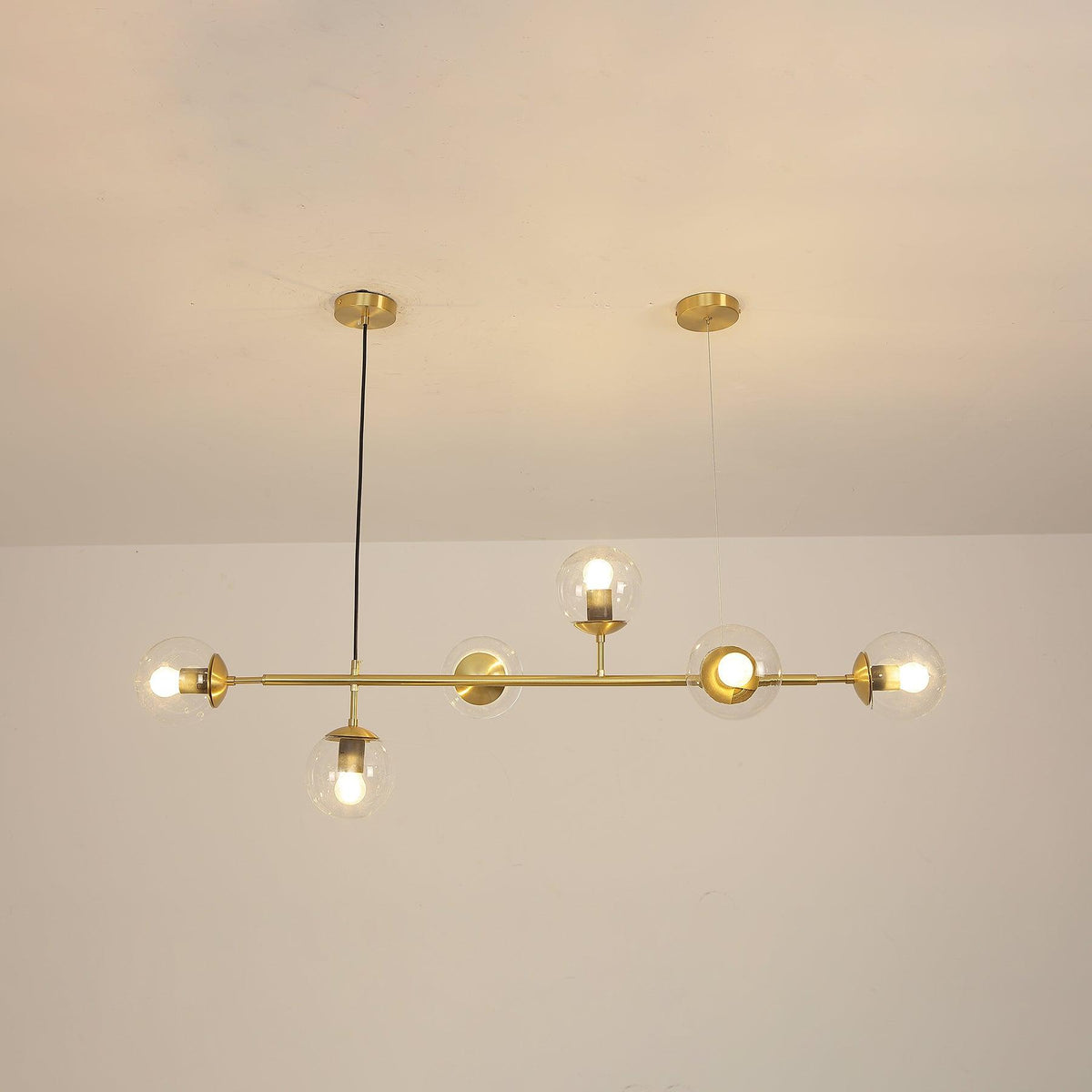 Valentina industrial Long Linear metal Hanging Bubble Multi transparent sticlă Bulb dormitor lampă suspendată din alamă/neagră