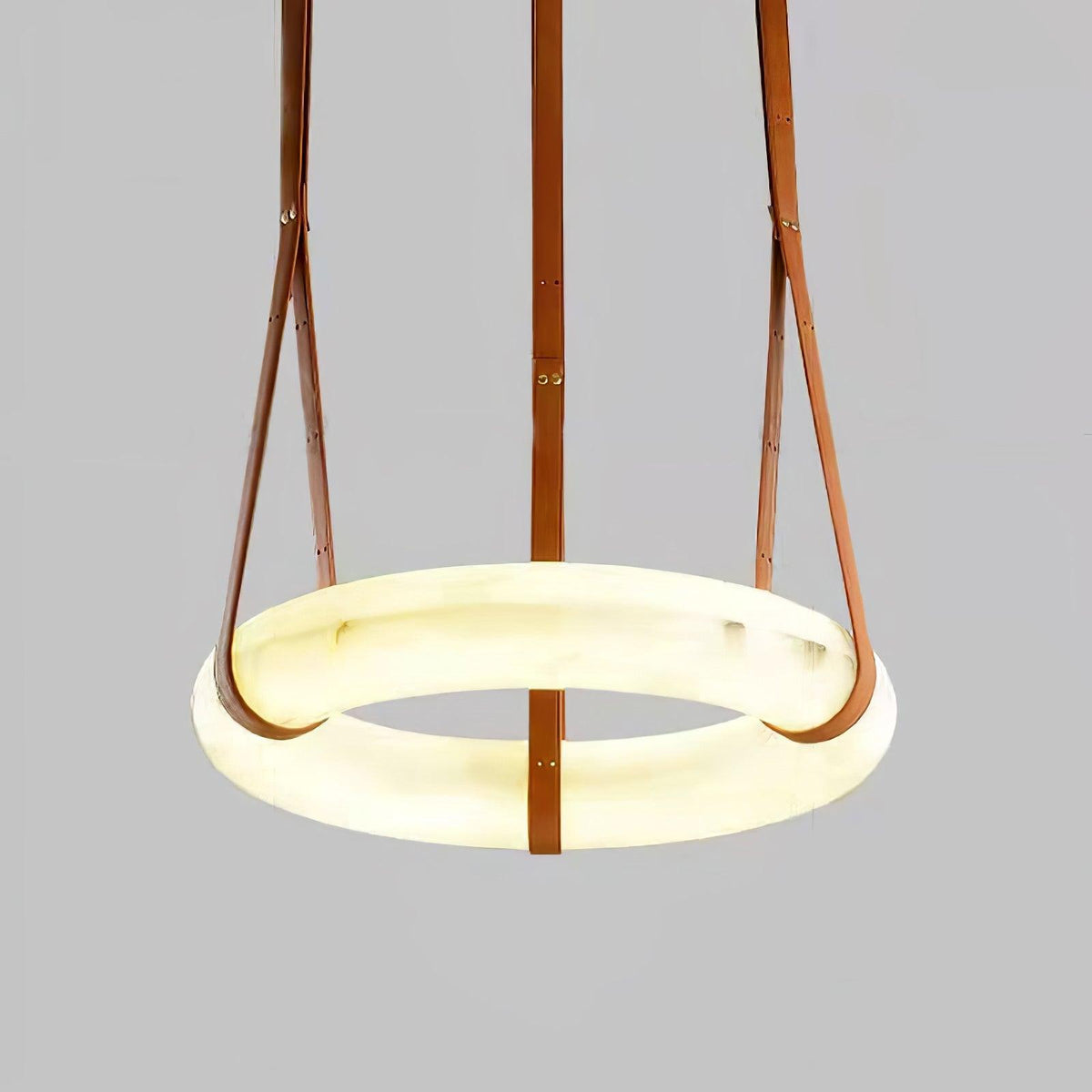 Oslo lampă suspendată din alabastru cu curele din piele în stil scandinav