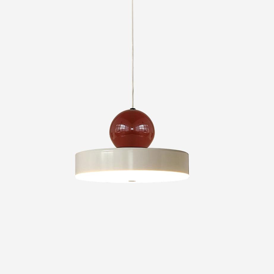 Lampă suspendată corp metal roșu abajur sferic modern retro accent