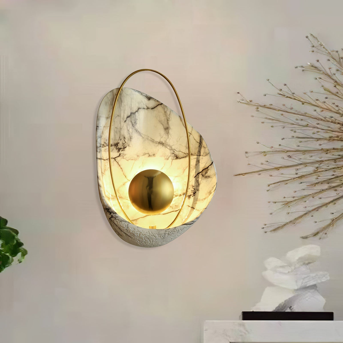 Vethaora aplică de perete din rășină, premium, în stil de artă nordică, cu aspect perlat