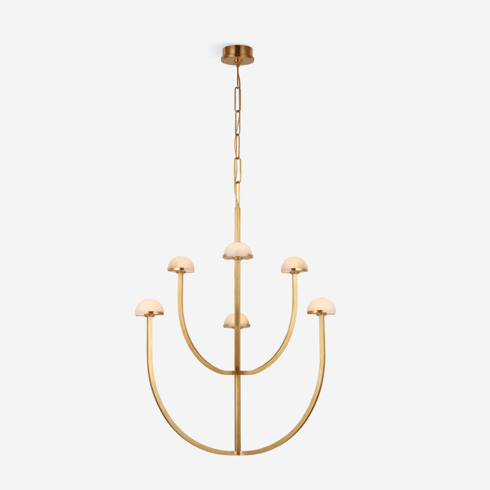 Pedra candelabru din alabastru cu geometrie minimalistă în arc