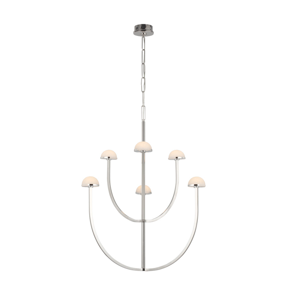 Pedra candelabru din alabastru cu geometrie minimalistă în arc