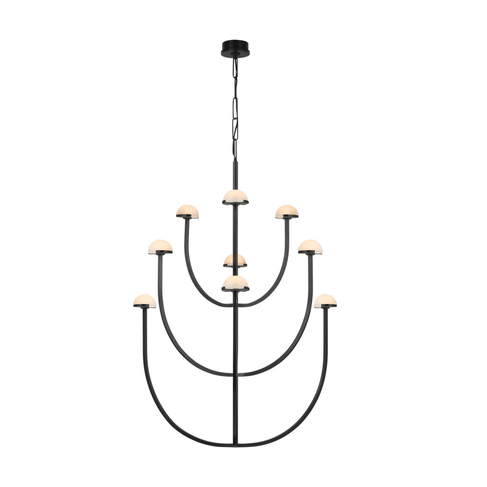 Pedra candelabru din alabastru cu geometrie minimalistă în arc