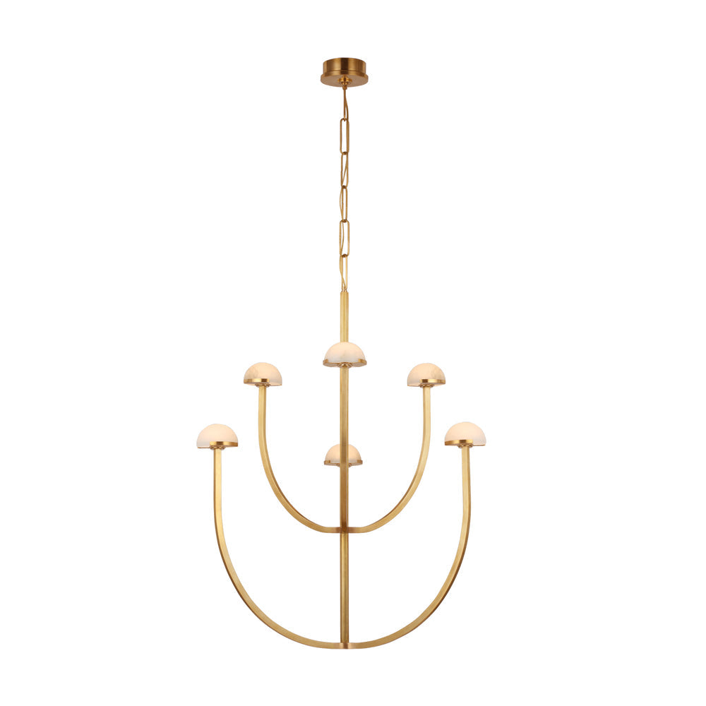 Pedra candelabru din alabastru cu geometrie minimalistă în arc