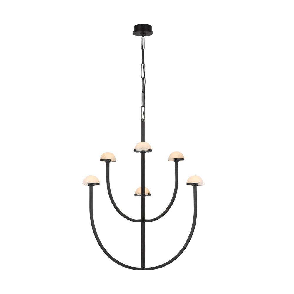 Pedra candelabru din alabastru cu geometrie minimalistă în arc