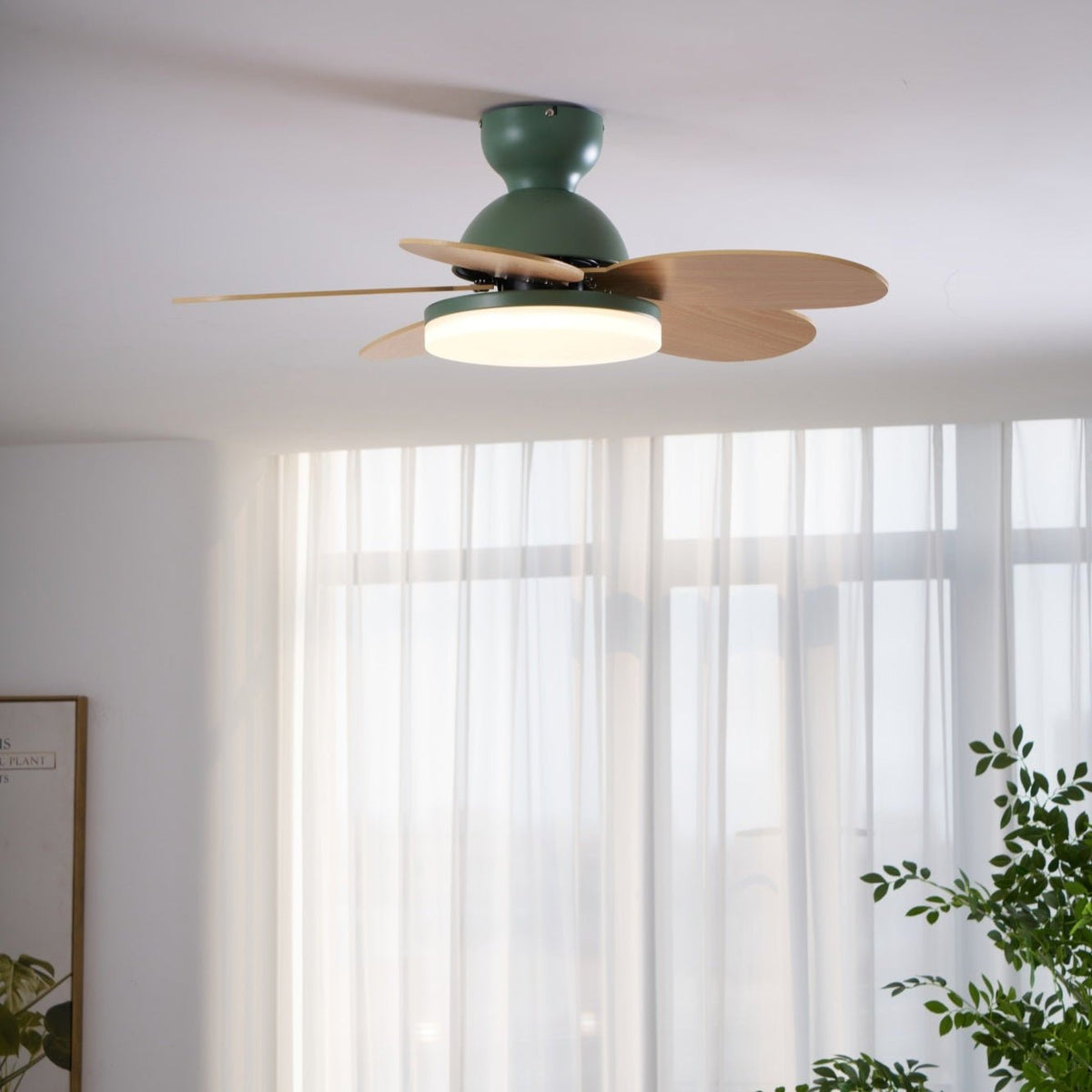Eireise ventilator de tavan cu lumină din sticlă, multicolor, pentru camera copiilor
