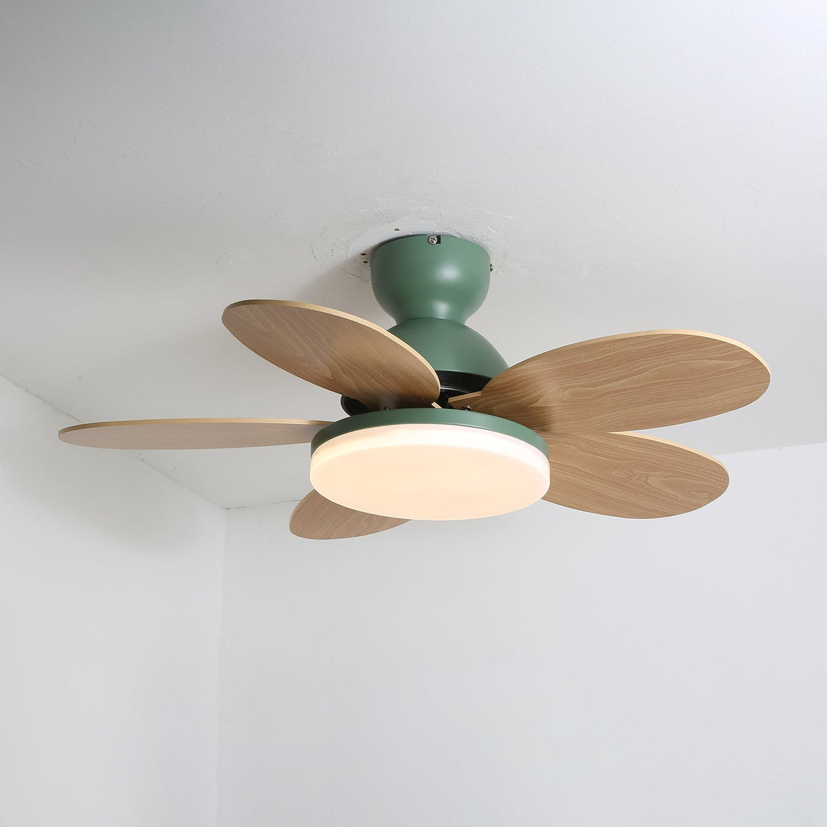 Eireise ventilator de tavan cu lumină din sticlă, multicolor, pentru camera copiilor