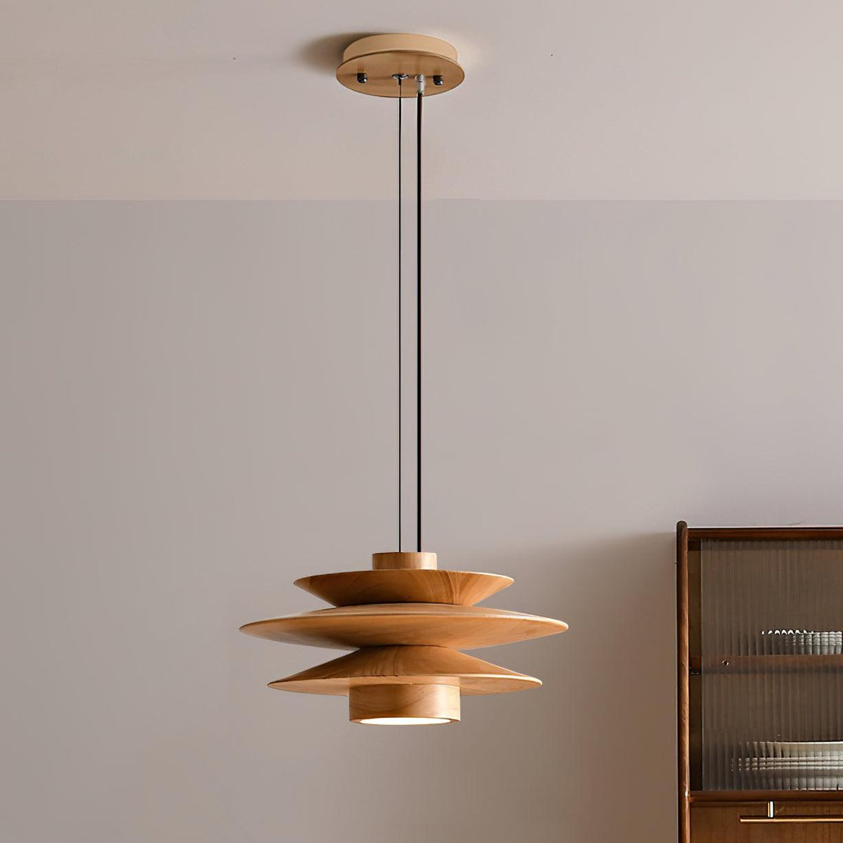 Axis lampă suspendată din lemn de nuc stil Mid Century