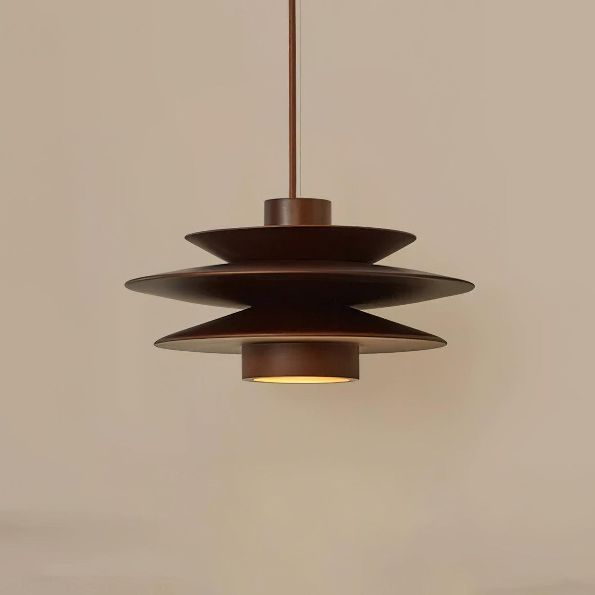 Axis lampă suspendată din lemn de nuc stil Mid Century