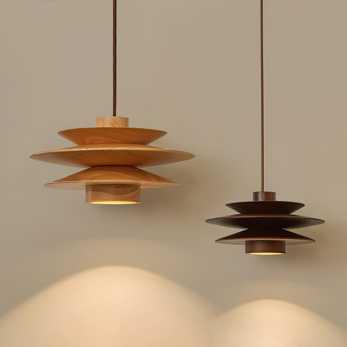Axis lampă suspendată din lemn de nuc stil Mid Century