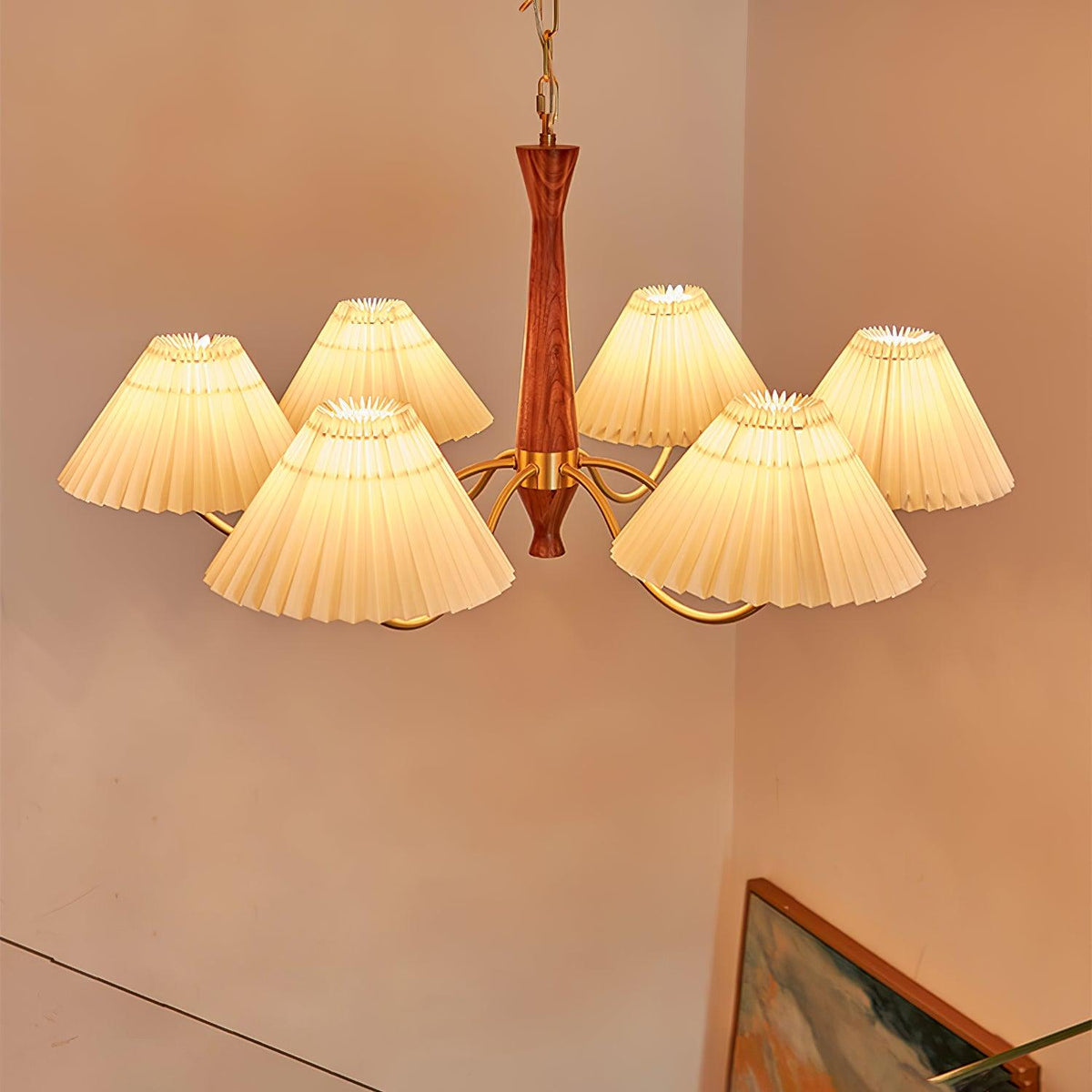 Zarn candelabru din material textil, plisat