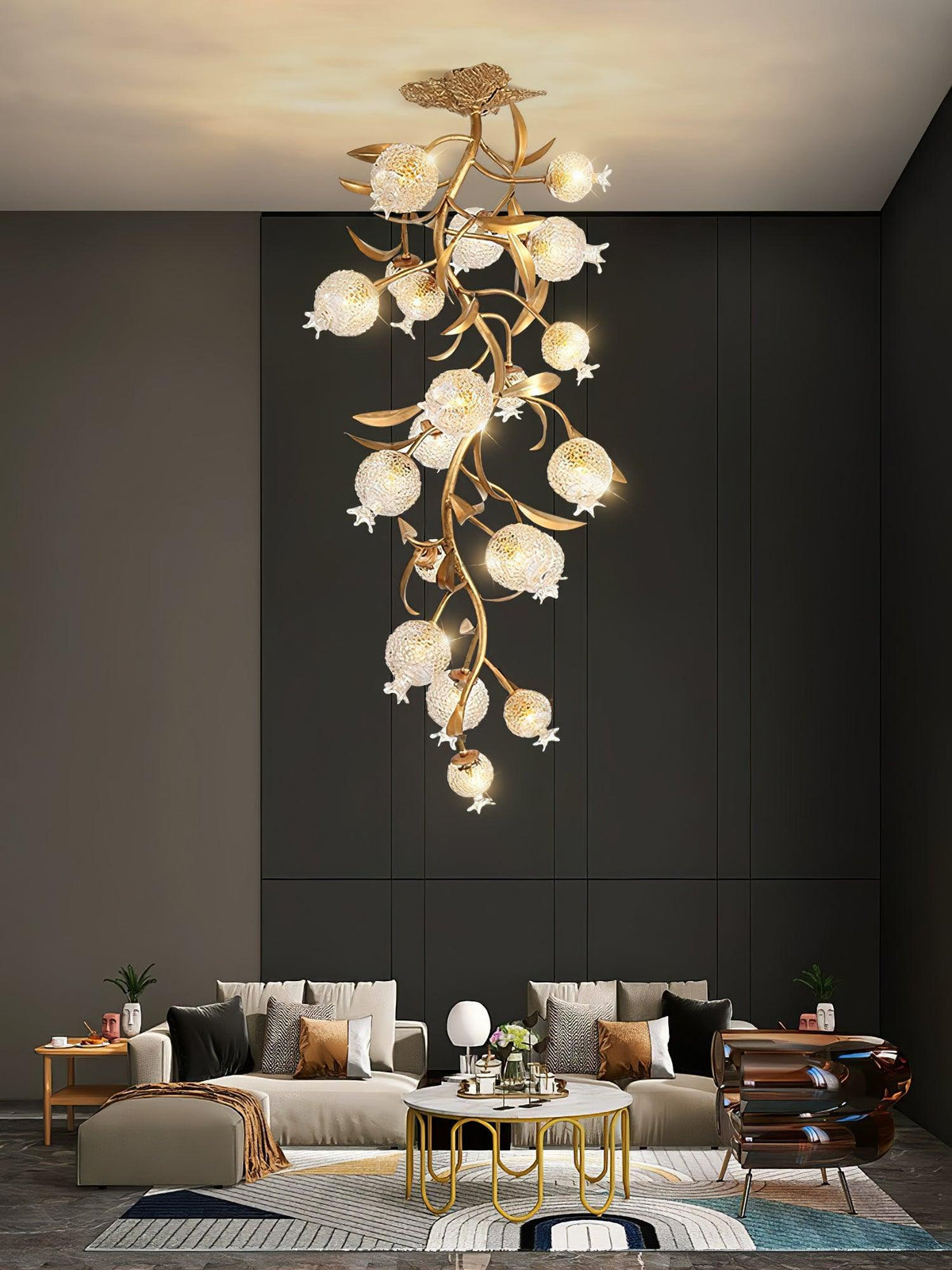 Bexlyn Elegance Pomegranate alamă sticlă plafonieră